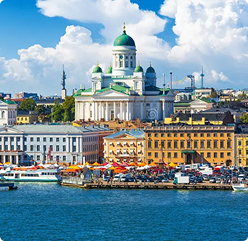 helsinki finland scenic summer panorama market square kauppatori old town pier 33718725